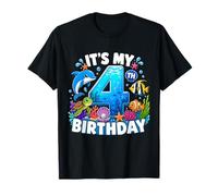 Its My 4th Birthday Sea Ocean Animal 4 Years Old Kids T-Shirt