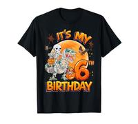 It's My 6th Birthday Dinosaur Skeleton Halloween 6 Years Old T-Shirt