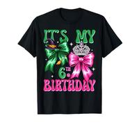 It's My 6th Birthday Witch Pink and Green Bow Crochet Girl T-Shirt
