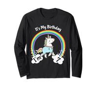 It's My 7th Cute Unicorn 7 Year Old Girls Manche Longue