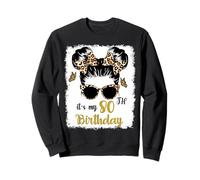 It's My 80th Birthday Chignon en désordre Motif léopard 80 Ans Sweatshirt