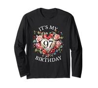 It's My 97th Birthday Rose Flower 97 Year Old Women Birthday Manche Longue