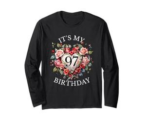 It's My 97th Birthday Rose Flower 97 Year Old Women Birthday Manche Longue