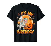 It's My 9th Birthday Dinosaur Skeleton Halloween 9 Years Old T-Shirt