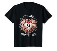 It's My 9th Birthday Rose Flower 9 Year Old Girls Birthday T-Shirt