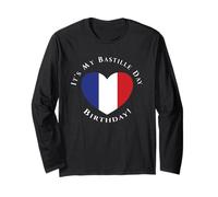 It's My Bastille Day Anniversaire 14 Juillet Drapeau Français Cœur Manche Longue