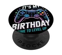 It's My Birthday Boy Time to Level Up Jeu vidéo Cadeau Garçon PopSockets PopGrip Adhésif