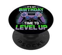 It's My Birthday Boy Time to Level Up Jeu vidéo Cadeau Garçon PopSockets PopGrip Adhésif