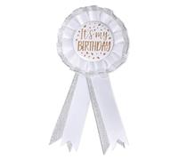 It's My Birthday Broche, Tissu Satiné Bouton Happy Birthday Épingle Vêtement Ruban Récompense Accessoire Célébration pour Femmes Hommes Prix Fête Décoration Cadeau (Blanc)