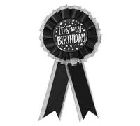 It's My Birthday Broche, Tissu Satiné Bouton Happy Birthday Épingle Vêtement Ruban Récompense Accessoire Célébration pour Femmes Hommes Prix Fête Décoration Cadeau (Noir)