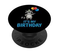 It's My Birthday Kawaii Bored Racoon PopSockets PopGrip Adhésif