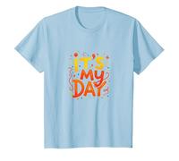 It's My Day Celebration Typographie Art, Anniversaire Fille T-Shirt, Enfant, Bleu Céleste, 8 Ans