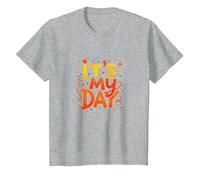 It's My Day Celebration Typographie Art, Anniversaire Fille T-Shirt, Enfant, Gris Chiné, 2 Ans
