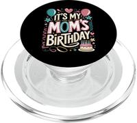It's My Mom's Birthday Cute Graphic with Cake & Confetti PopSockets PopGrip pour MagSafe