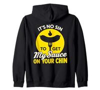 It's No Sin to Get My Sauce on Your Chin Funny BBQ Meat Lover Sweat à Capuche