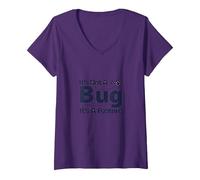 It's Not A Bug It's A Feature - Humour Programmeur T-Shirt avec Col en V, Femme, Violet, M