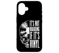 It's Not Hoarding If It's Vinyl Funny Records Lover LP Skull Coque pour iPhone 16