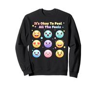 It's OK to Feel All The Feels Emotional Faces Cartoon Girl Sweatshirt