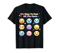 It's OK to Feel All The Feels Emotional Faces Cartoon Girl T-Shirt