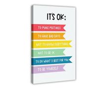It's Okay, Positive Affirmation for Kids, Classroom Art, Motivational Poster, Playroom, Homeschool Canvas Poster Wall Art Print Picture Painting for Living Bedroom Decoration 40,6 x 61 cm (40 x 40 cm)