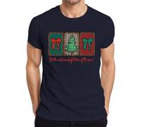 It's The Most Wonderful T-shirt rétro à rayures pour homme Motif sapin de Noël, bleu marine, L