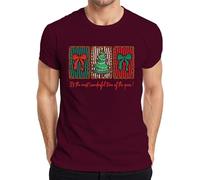It's The Most Wonderful T-shirt rétro à rayures pour homme Motif sapin de Noël, bordeaux, XL