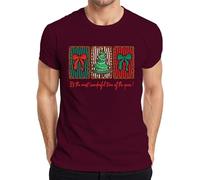 It's The Most Wonderful Time Christmas Tree Bow Holiday T-shirt vintage pour homme, bordeaux, 3XL