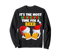 It's The Most Wonderful Time For A Beer Santa Hat Christmas Sweatshirt