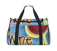 It's Wine Time Sac de voyage à main - Sac de voyage durable pour le week-end, sac fourre-tout de voyage, sac de voyage, sac de voyage, sac portable, sac fourre-tout pour équipement de voyage, Noir ,