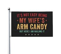 It'SEasy Being My Wife's Arm Candy Here I Am Nailing It Drapeau pour les gars de chambre, drapeaux personnalisés double face, décoration murale pour chambre de garçon 0,9 x 1,5 m, It'SEasy Being My Wi