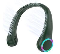 ITSHINY Ventilateur de cou sans pales - Portable - 4000 mAh - Rechargeable avec lumière LED à 3 vitesses - Pour femme et homme - Pour la maison, le bureau, les voyages