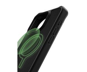 Itskins Ballistic R Nylon | MagFit ultra hybride conçu pour iPhone 15 Pro, compatible avec MagSafe, coque de protection militaire antichoc fine | Noir