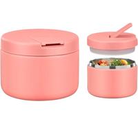 Itslife Boîtes Alimentaires Isothermes, 350ml Boîte Isotherme Repas Chaud, Thermoisolant Boîte avec couvre boucle, Porte Aliments en Acier Inoxydable à Double Couche pour Ecole,Bureau, Rose
