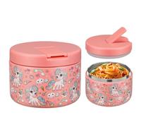Itslife Boîtes Alimentaires Isothermes, 350ml Boîte Isotherme Repas Chaud, Thermoisolant Boîte avec couvre boucle, Porte Aliments en Acier Inoxydable à Double Couche pour Ecole,Bureau, Licorne