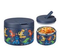 Itslife Boîtes Alimentaires Isothermes, 350ml Boîte Isotherme Repas Chaud, Thermoisolant Boîte avec couvre boucle, Porte Aliments en Acier Inoxydable à Double Couche pour Ecole,Bureau, Dinosaure bleu