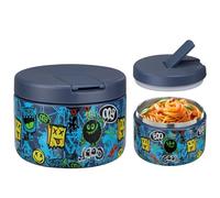 Itslife Boîtes Alimentaires Isothermes, 350ml Boîte Isotherme Repas Chaud, Thermoisolant Boîte avec couvre boucle, Porte Aliments en Acier Inoxydable à Double Couche pour Ecole,Bureau, Monstre bleu