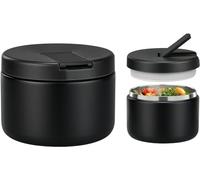 Itslife Boîtes Alimentaires Isothermes, 350ml Boîte Isotherme Repas Chaud, Thermoisolant Boîte avec couvre boucle, Porte Aliments en Acier Inoxydable à Double Couche pour Ecole,Bureau, Noir