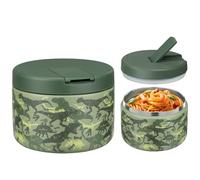 Itslife Boîtes Alimentaires Isothermes, 350ml Boîte Isotherme Repas Chaud, Thermoisolant Boîte avec couvre boucle, Porte Aliments en Acier Inoxydable à Double Couche pour Ecole,Bureau, Dinosaure vert