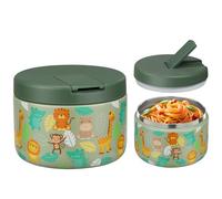 Itslife Boîtes Alimentaires Isothermes, 350ml Boîte Isotherme Repas Chaud, Thermoisolant Boîte avec couvre boucle, Porte Aliments en Acier Inoxydable à Double Couche pour Ecole,Bureau, Animaux verts