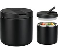 Itslife Boîtes Alimentaires Isothermes, 560ml Boîte Isotherme Repas Chaud, Thermoisolant Boîte avec couvre boucle, Porte Aliments en Acier Inoxydable à Double Couche pour Ecole,Bureau, Noir