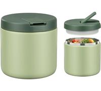 Itslife Boîtes Alimentaires Isothermes, 560ml Boîte Isotherme Repas Chaud, Thermoisolant Boîte avec couvre boucle, Porte Aliments en Acier Inoxydable à Double Couche pour Ecole,Bureau, Vert