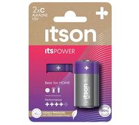 ITSON, C Piles alcalines, Paquet de 2, pour horloges, Torches, télécommandes, Emballage sans Plastique, LR14IPO/2CP