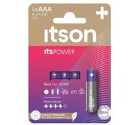 ITSON, AAA Piles alcalines, Paquet de 4, pour horloges, Torches, télécommandes, LR03IPO/4CP