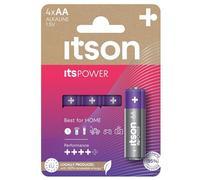 ITSON, AA Piles alcalines, Paquet de 4, pour horloges, Torches, télécommandes, LR6IPO/4CP