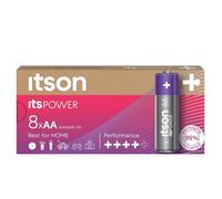 ITSON, AA Piles alcalines, Paquet de 8, pour horloges, Torches, télécommandes, LR6IPO/8CB