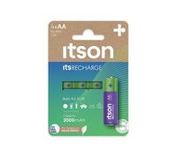 ITSON Boîte de 4 piles rechargeables AA prêtes à l'emploi Pro NiMH, 2000 mAh