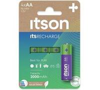 ITSON Boîte de 4 piles rechargeables AA prêtes à l'emploi Pro NiMH, 2000 mAh G