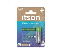 ITSON Boîte de 4 piles rechargeables AA Pro NiMH prêtes à l'emploi, 2500 mAh