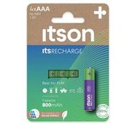 ITSON Boîte de 4 piles rechargeables AAA Pro NiMH prêtes à l'emploi, 800 mAh G