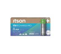 ITSON Boîte de 8 piles rechargeables AA Pro NiMH prêtes à l'emploi, 2500 mAh